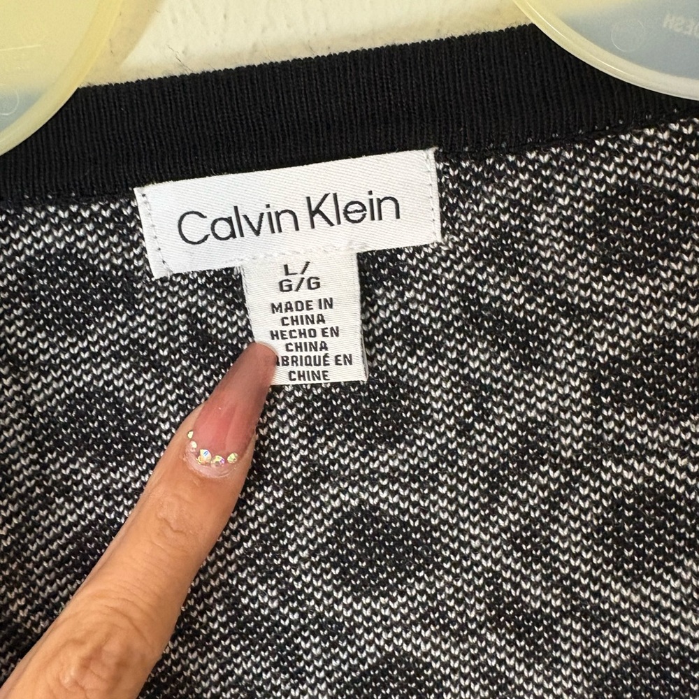 Calvin Klein Black and White Knit Sweater
